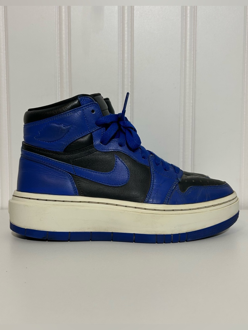 Jordan 1 high elevate lift platform dark marina blue black lace zipper
